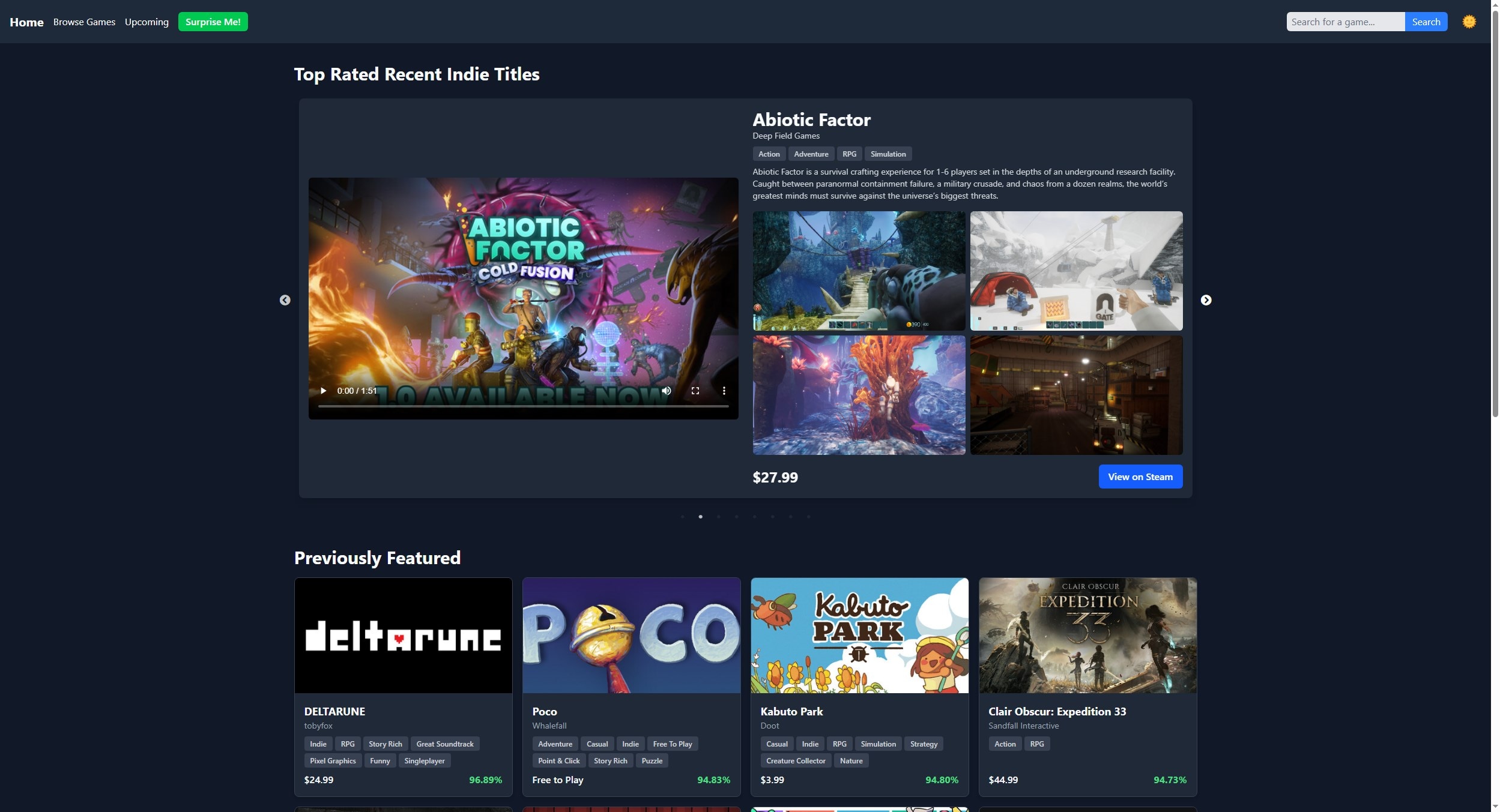 Indie Game Discovery Platform